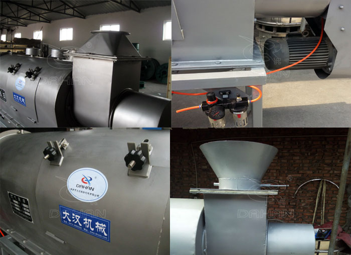 氣旋篩：電機(jī)，進(jìn)料口，氣壓裝置等特寫圖片