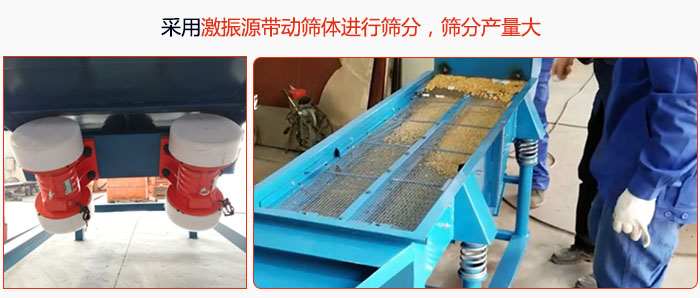 采用激振源帶動(dòng)篩體進(jìn)行篩分，篩分產(chǎn)量大。