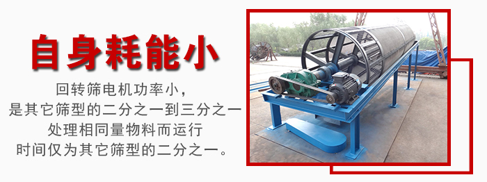 滾筒篩耗能小，使用壽命長(zhǎng)，維修方便
