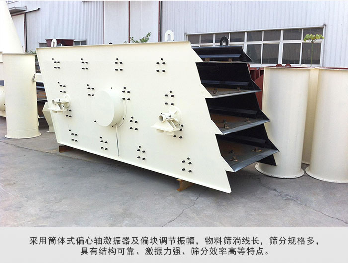 圓振動篩 采用筒體式偏心軸激振器及偏心塊調(diào)節(jié)振幅。