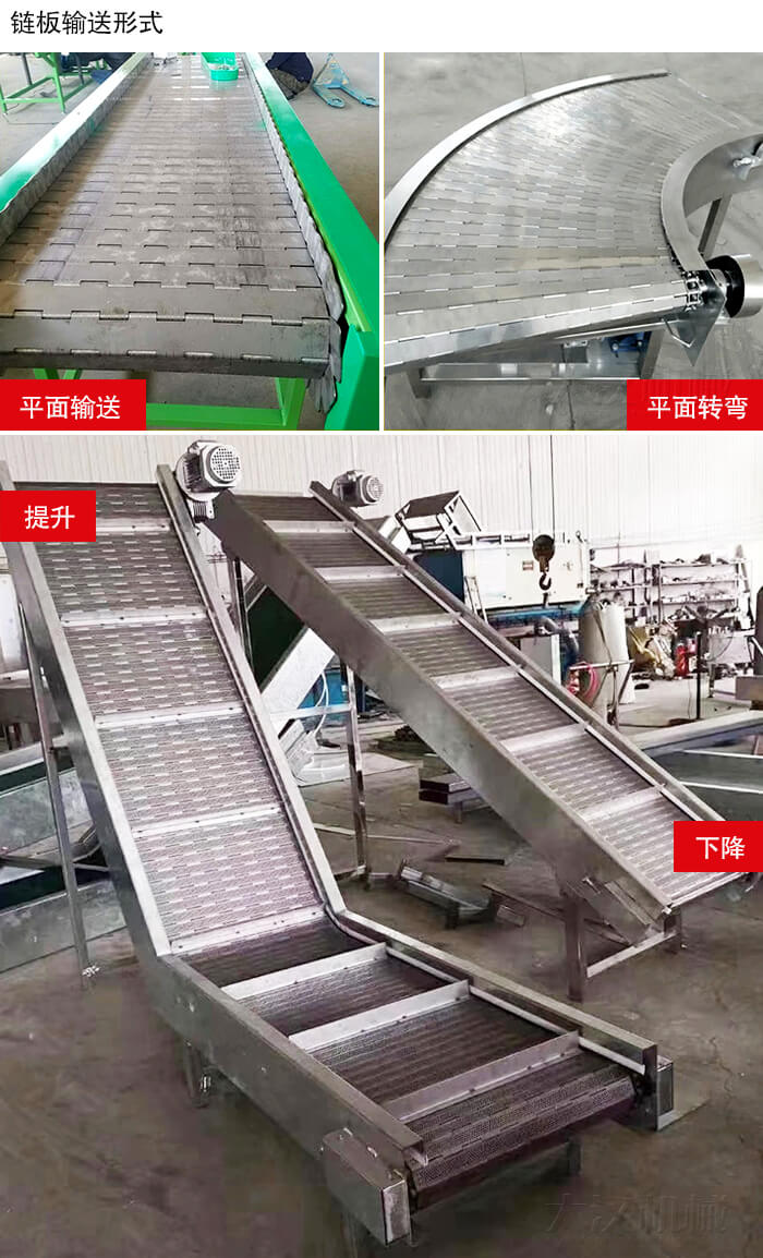 鏈板輸送機平面輸送，平面拐彎，提升等運行現(xiàn)場圖片
